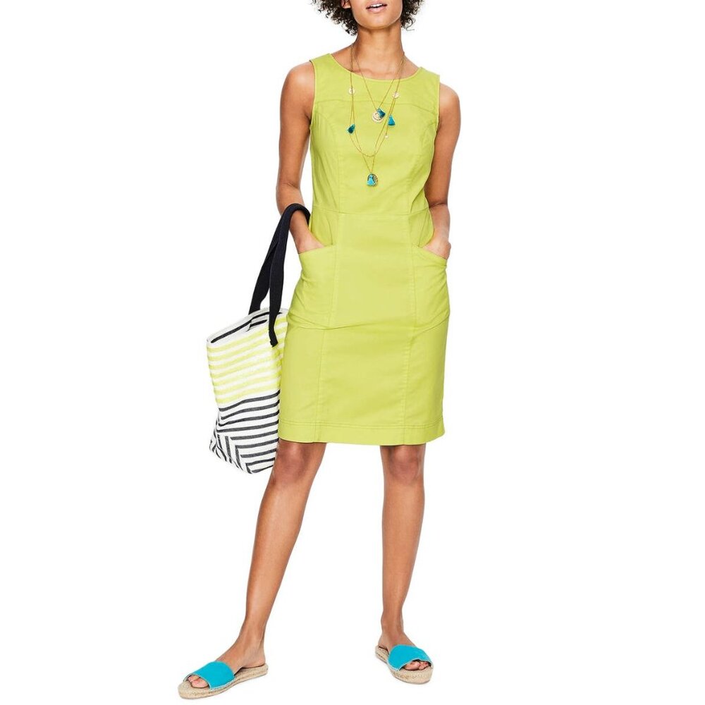 NWT Womens Size 6 Boden Yellow Tamara Stretch Cotton Sleeveless Dress NEW - Picture 6 of 6